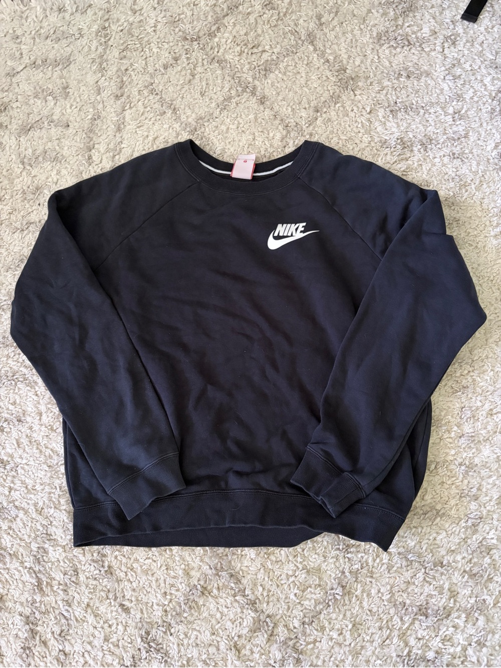 Nike Black Crew Sweatshirt with White Swoosh Logo
